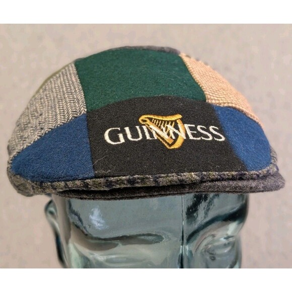 Guinness Gatsby Hat Mens Medium 59 cm Patchwork Colorblock Cab Driver Newsboy - Picture 1 of 9
